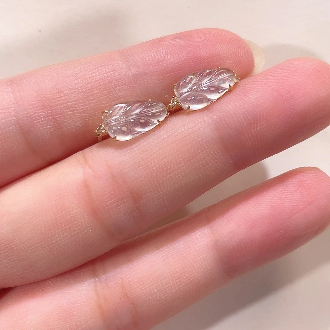 翡翠18K金镶嵌耳饰南非钻