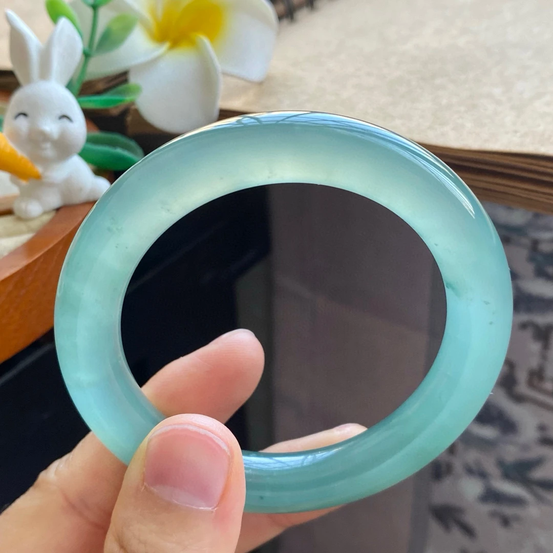 2.11批506号手镯53-10.3-10冰晴水绿圆条！灵动的小绿花！