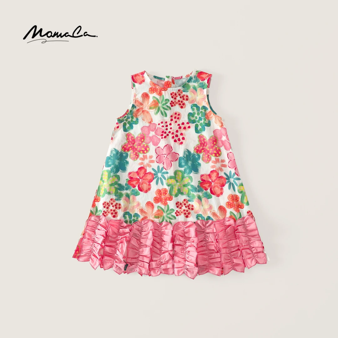 MOMOCO夏季女童可爱碎花A字裙连衣裙77630470057