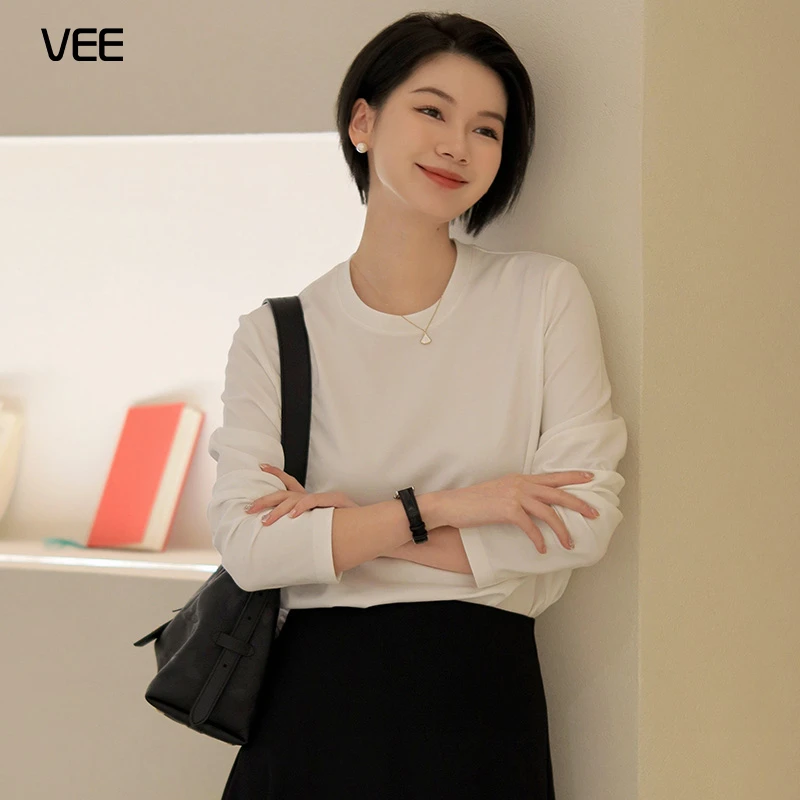 【短视频】VEE【小团圆】新品轻通勤打底速干防晒防紫外线T恤上衣白色