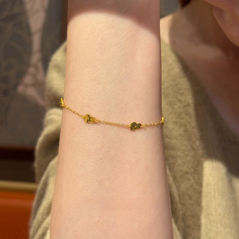 卡柒 铜合金手链 爆闪金色碎冰冰葫芦手链复古轻奢小众设计高级感