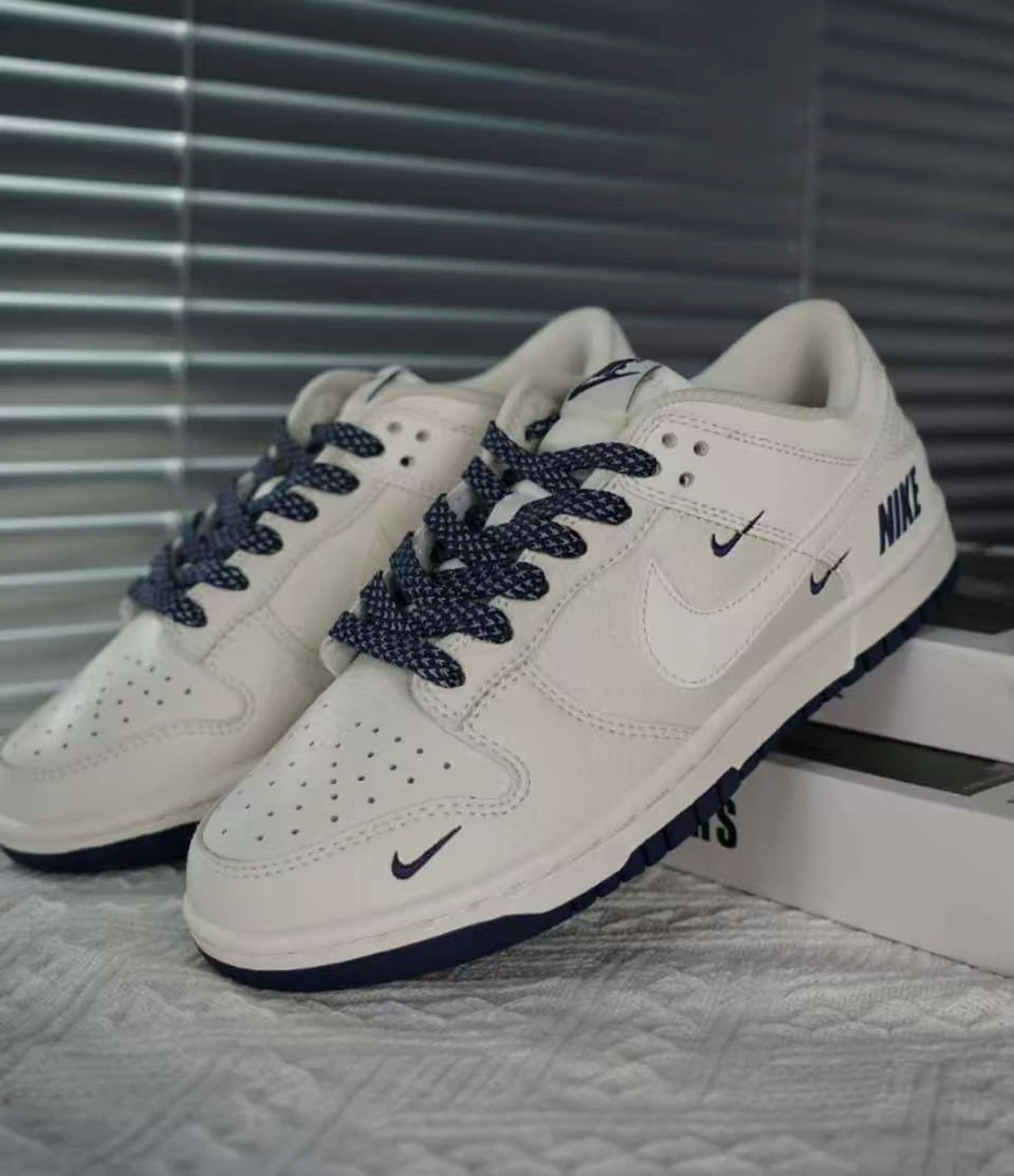 NIKE/耐克Dunk白蓝3勾款牛皮男女同款休闲运动鞋【定制球鞋】