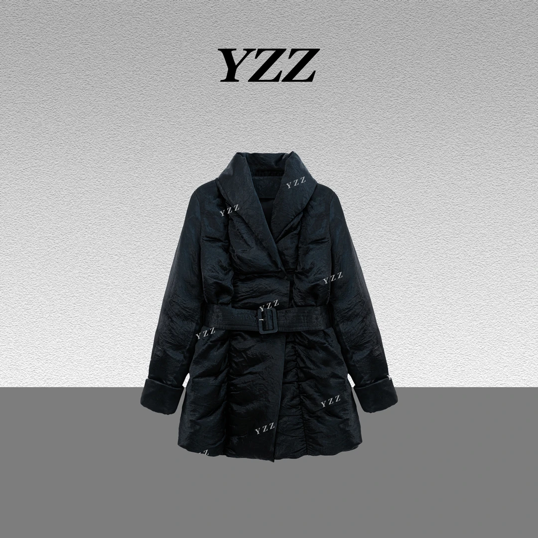 YZZ “天鹅湖”90白鹅绒设计感时尚中长款醋酸鹅羽绒服 810682