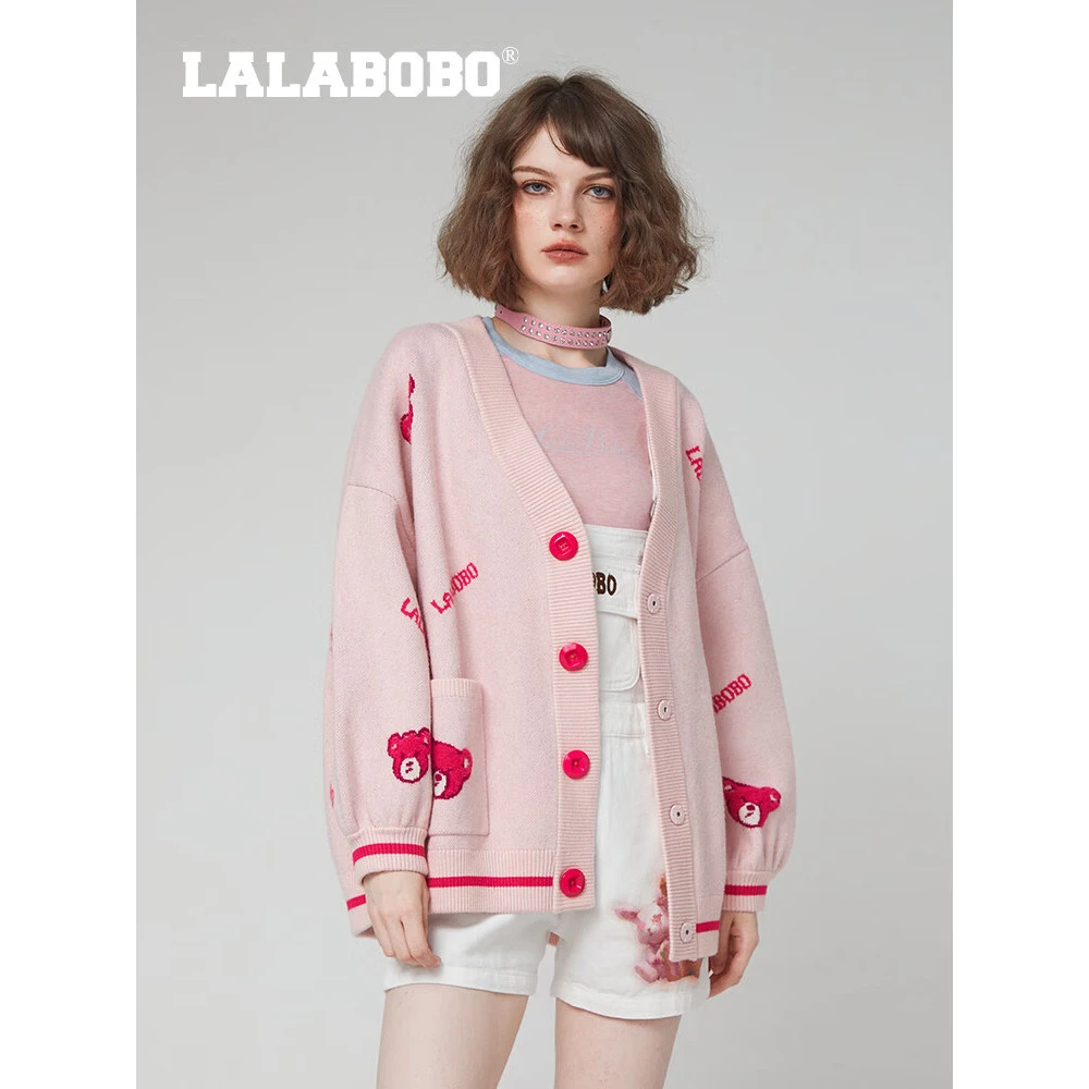 LALA可爱提花针织开衫宽松慵懒外套RBDC-TM19