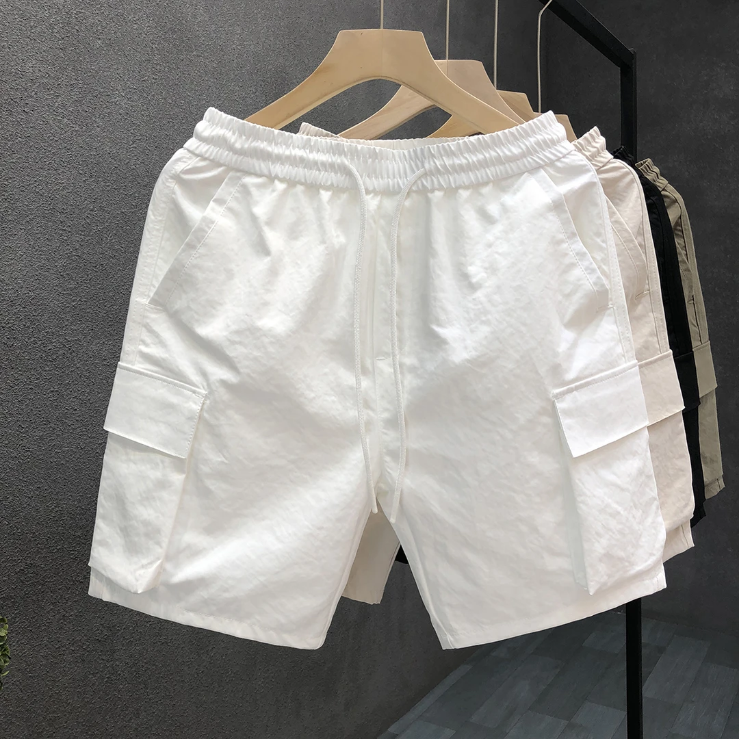 高端时尚白色工装短裤男潮流运动五分裤2025年夏季新款男士大裤衩