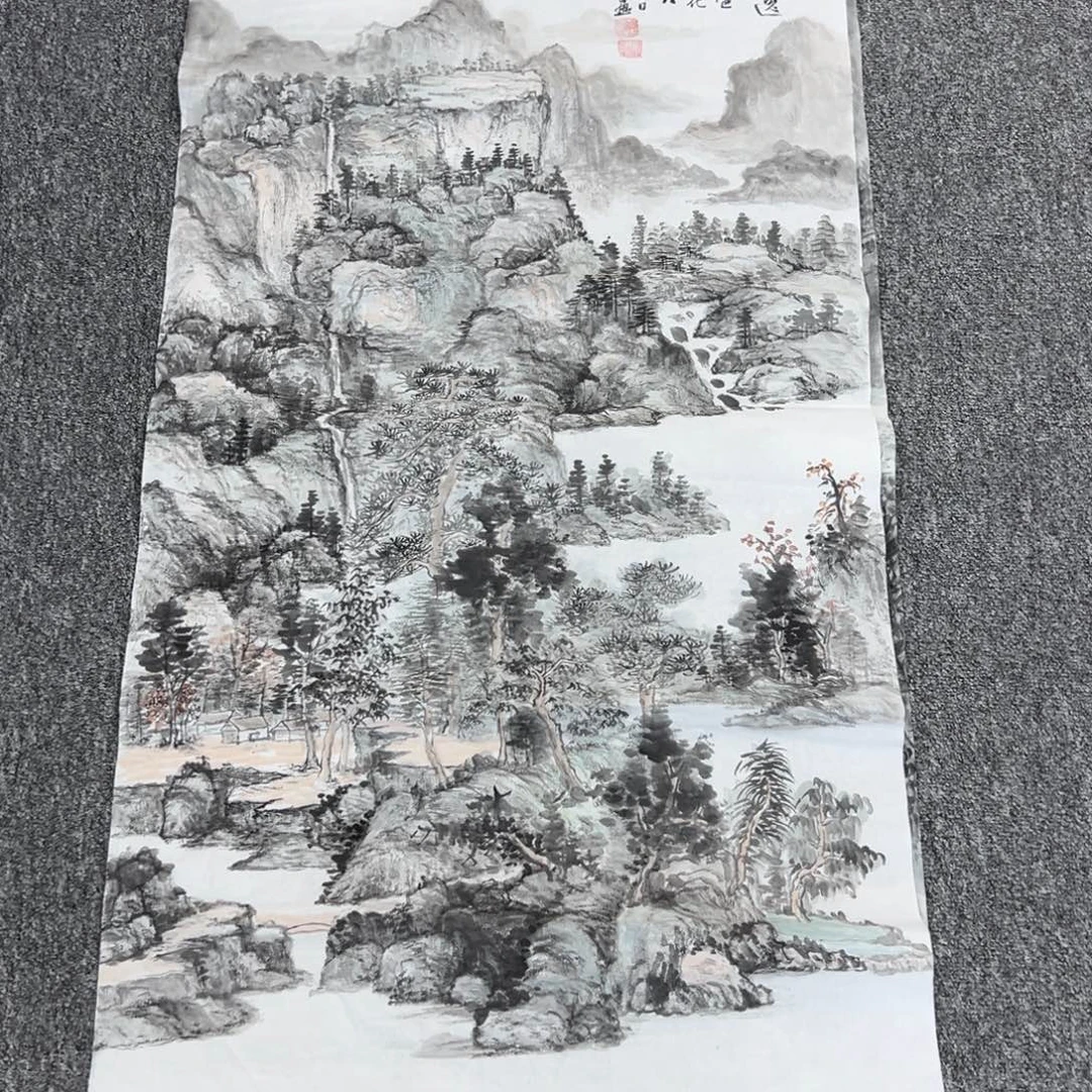 国画卖字画的小男孩