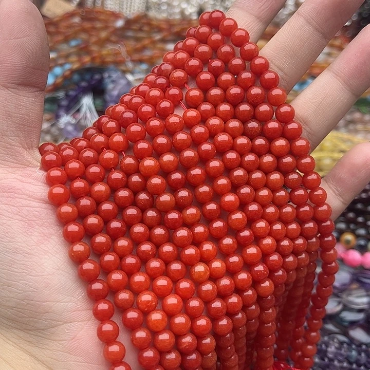玛瑙/玉髓未镶嵌珠宝半成品一条6mm左右南红