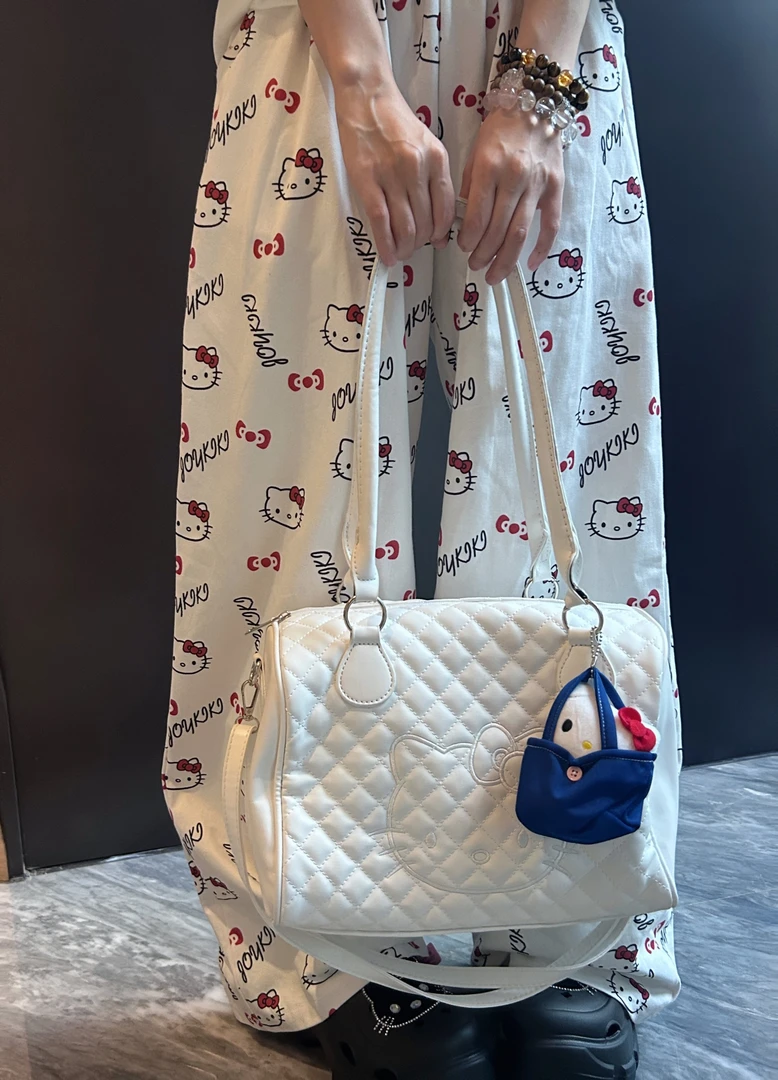 Run菲菲 中古HelloKitty托特包可爱甜妹软皮单肩手提包女