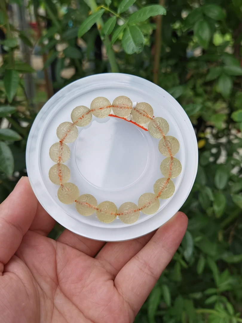 天然黄水晶回纹珠手串多样性发一12mm