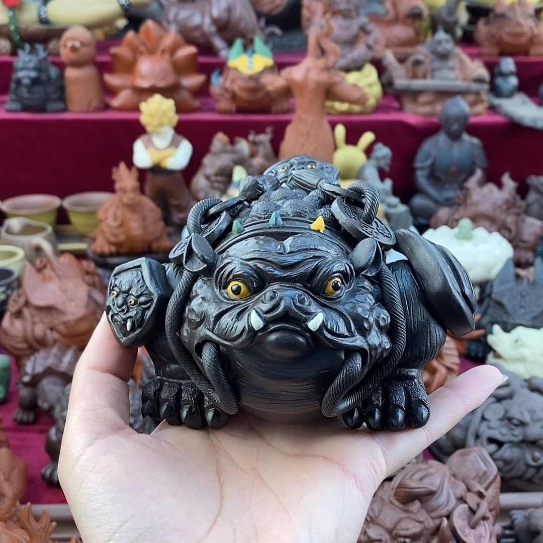 紫砂茶壶夜*歌宜兴紫砂金蟾