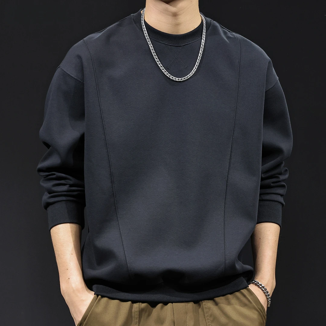 秋季新款高端简约拼接卫衣男士2025秋冬潮牌宽松大码休闲圆领衣服