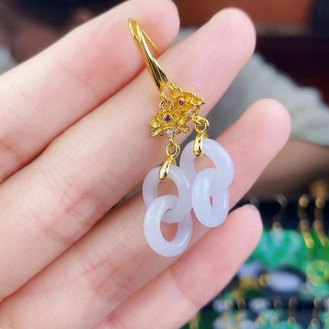 翡翠未镶嵌耳饰饰品