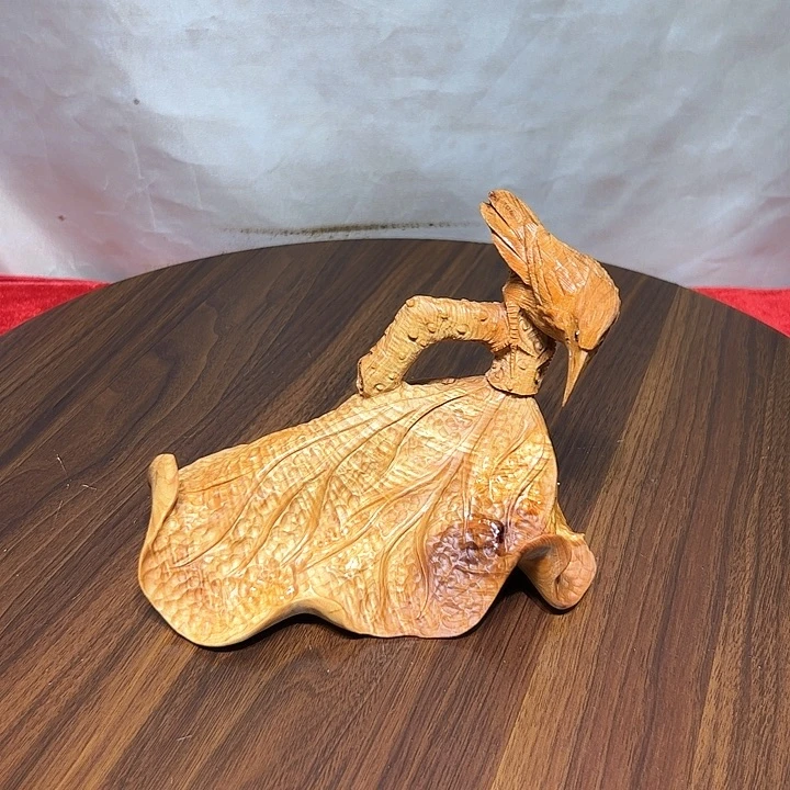 精***印柏木（崖柏）崖柏手工雕刻翠鸟