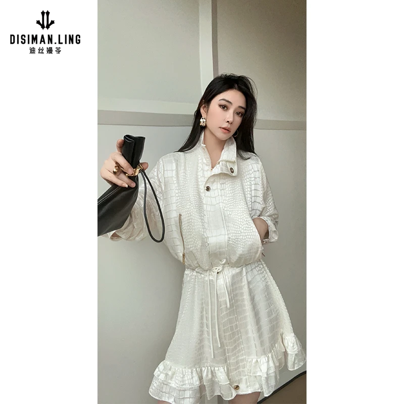 【迪丝嫚苓】金色梭织连衣裙气质轻奢时尚复古长袖原创设计小众优雅