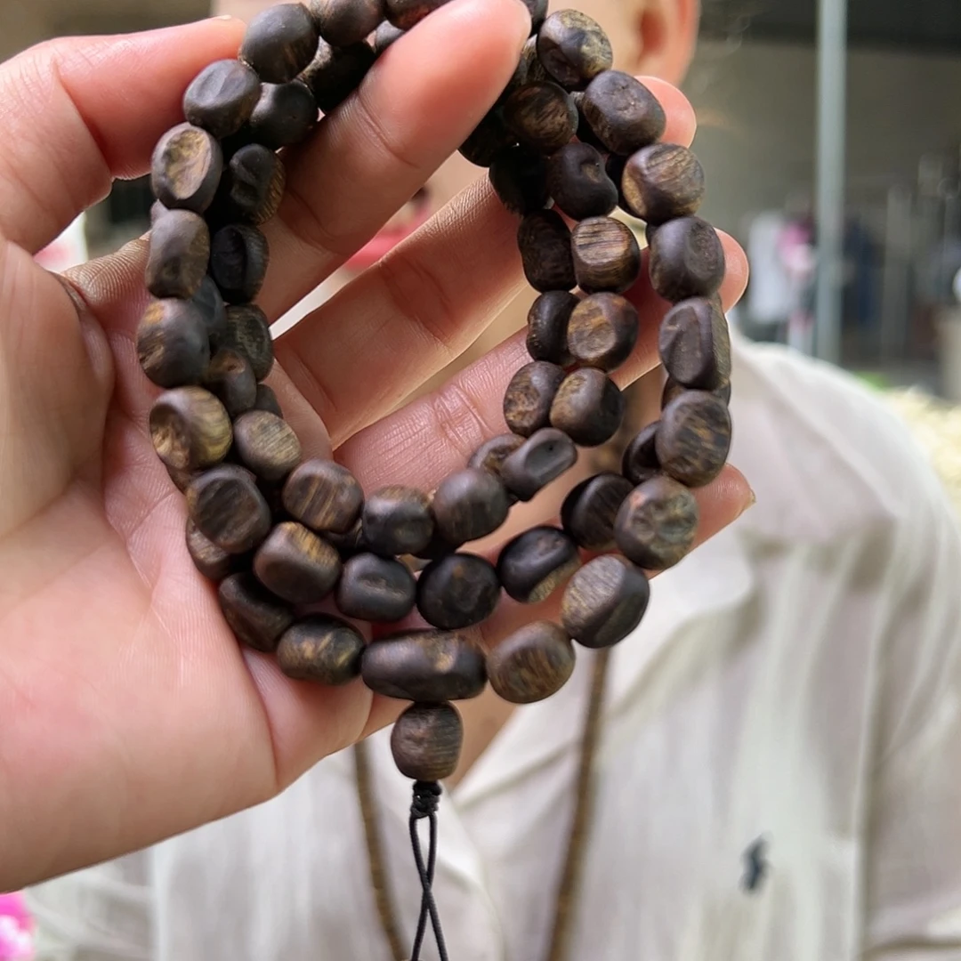 沉香手串海南原母树虎斑紫奇沉水留疤金豆子多样性发一34克