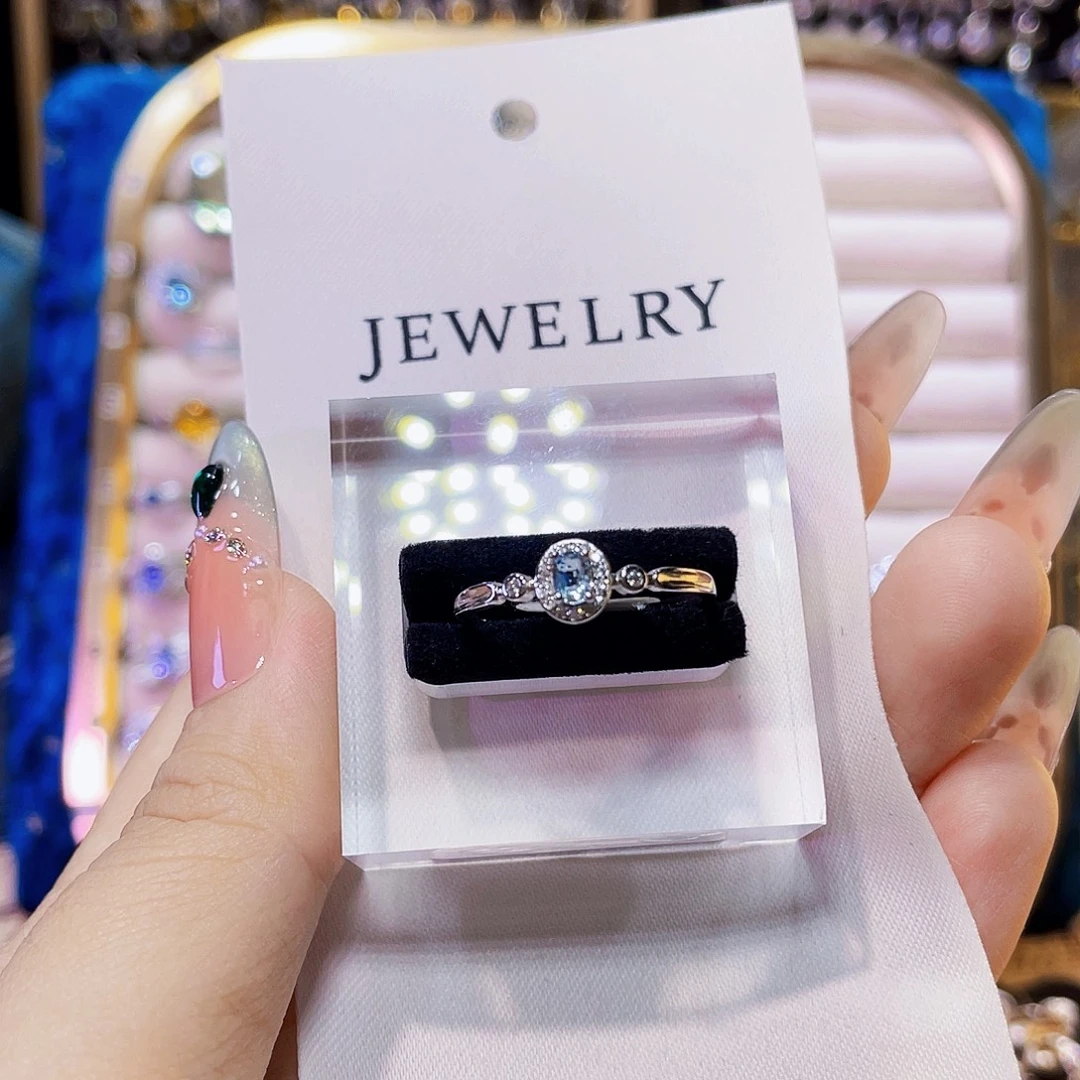 925银天空蓝浅色银戒指