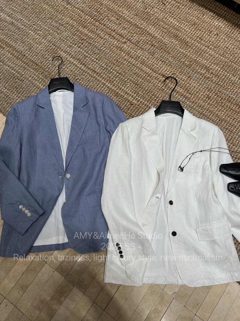 【AI.MI】两粒扣麻料两色西服X199夏季薄款