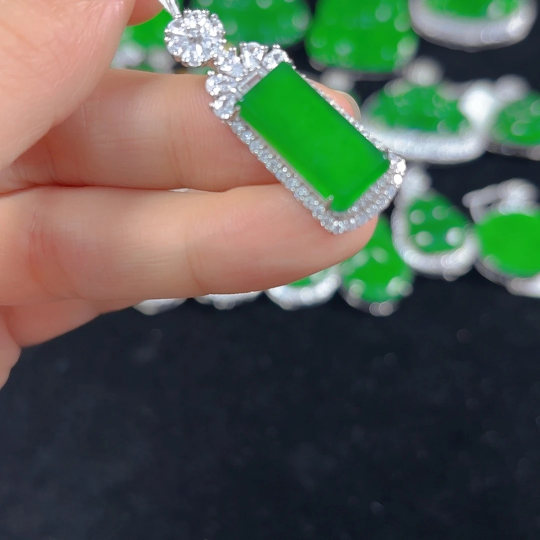 翡翠银S925镶嵌吊坠(不含链)