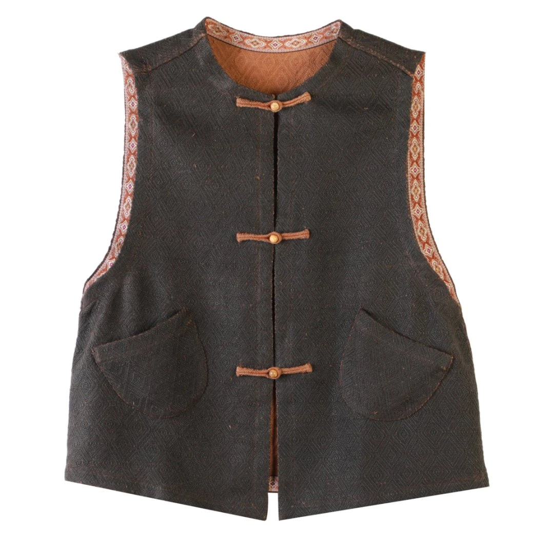 佳 2025开春新款 复古菱格柞蚕丝高货马甲373924