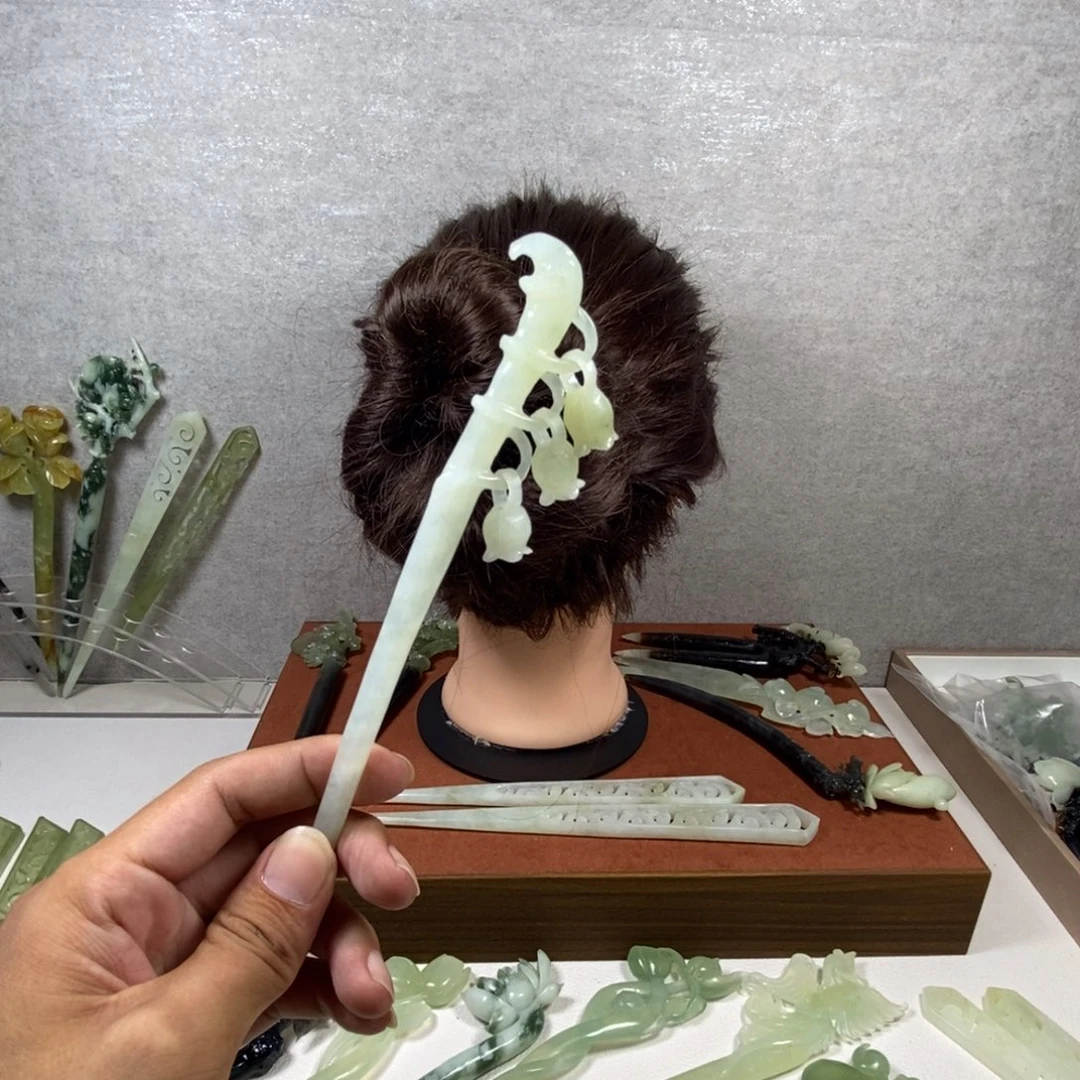 看***点未镶嵌蛇纹石玉发簪