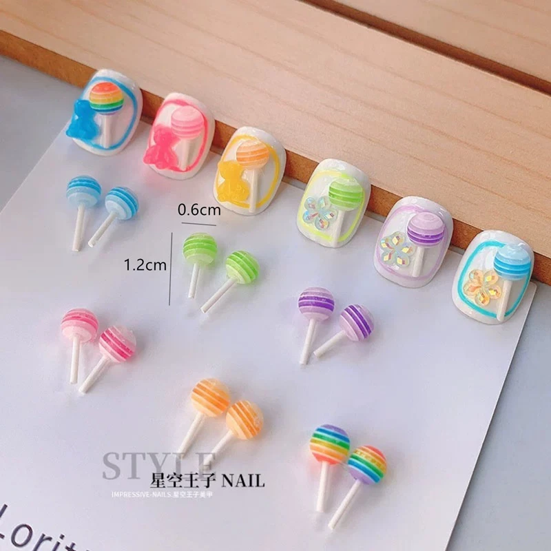 新款美甲棒棒糖饰品网红爆款炫彩迷你糖果3d立体美甲钻指甲小配饰