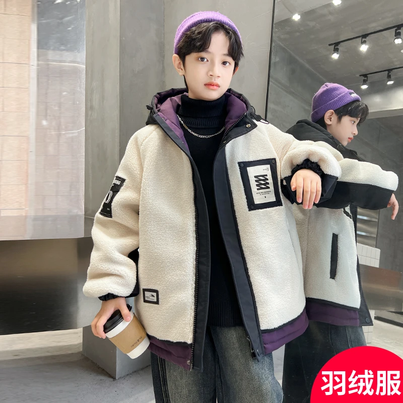 男童冬季50绒毛羽绒服新款时髦加厚保暖中大儿童冬装潮C3314
