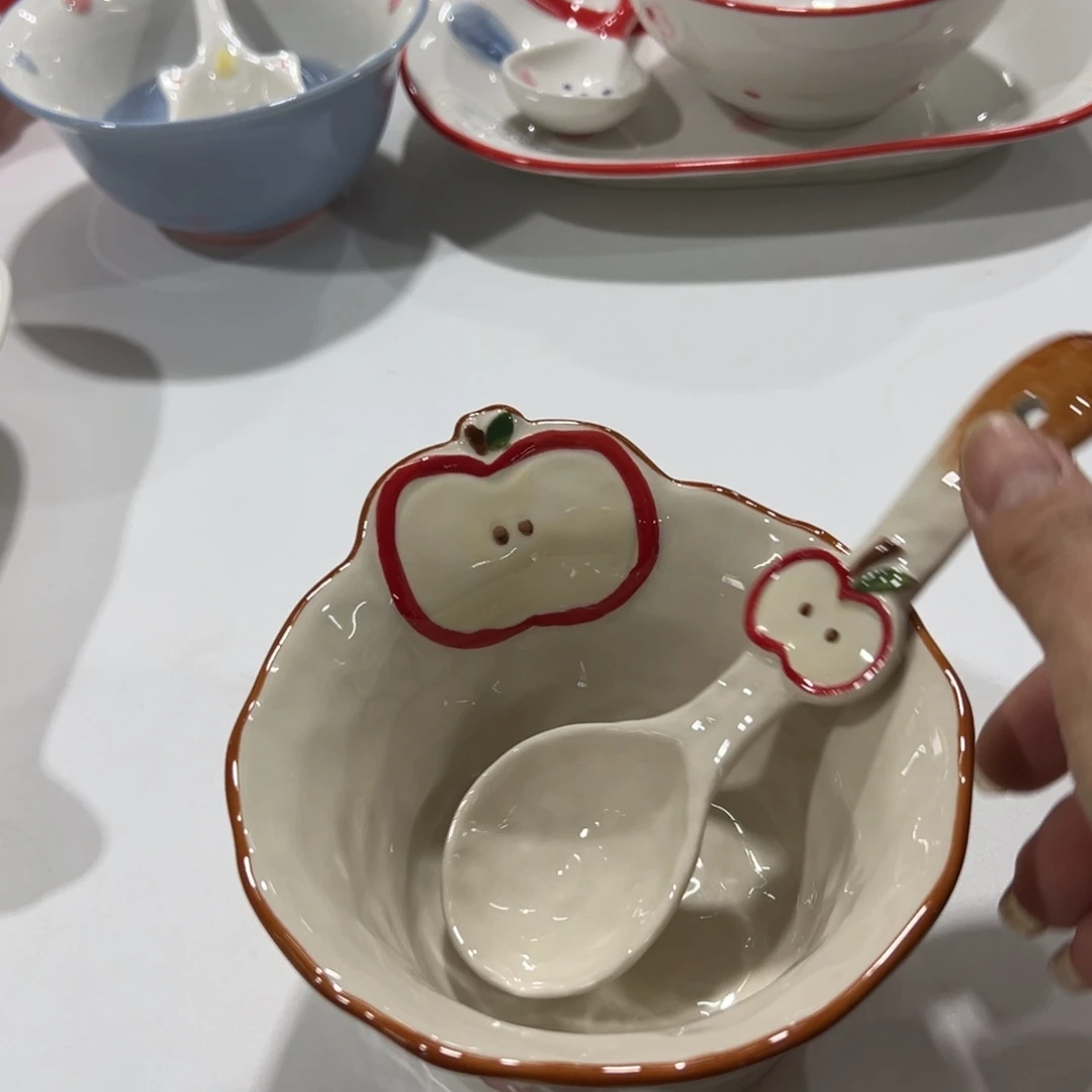 摆件高温陶瓷釉下彩微瑕！2套