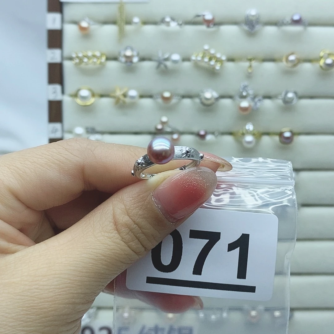 淡水珍珠戒指银S925镶嵌蘑****内071