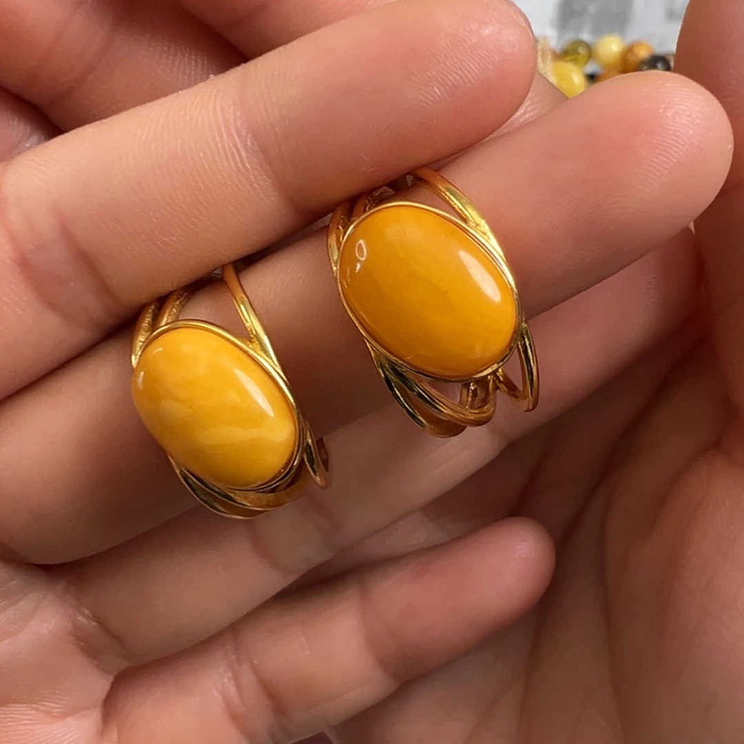 蜜蜡银S925镀金镶嵌裸石多样性发一个