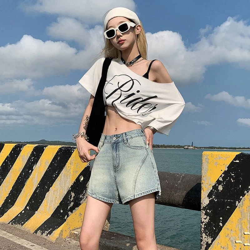 25520大码胖MM200斤复古渐变牛仔短裤女高腰2025新夏季A字热裤