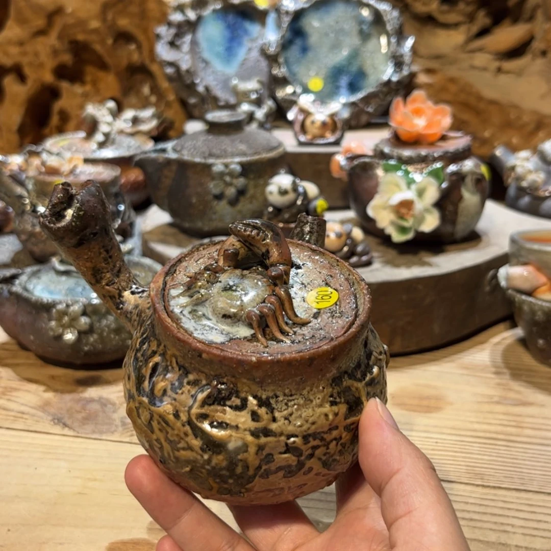 【闪购商品】柴烧茶具手工茶杯侧把壶160