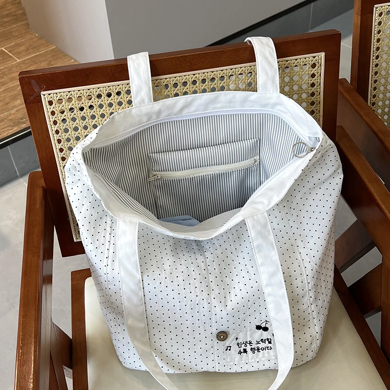 DDHK时尚新款韩系休闲简约波点包包女大容量斜挎包通勤枕头包