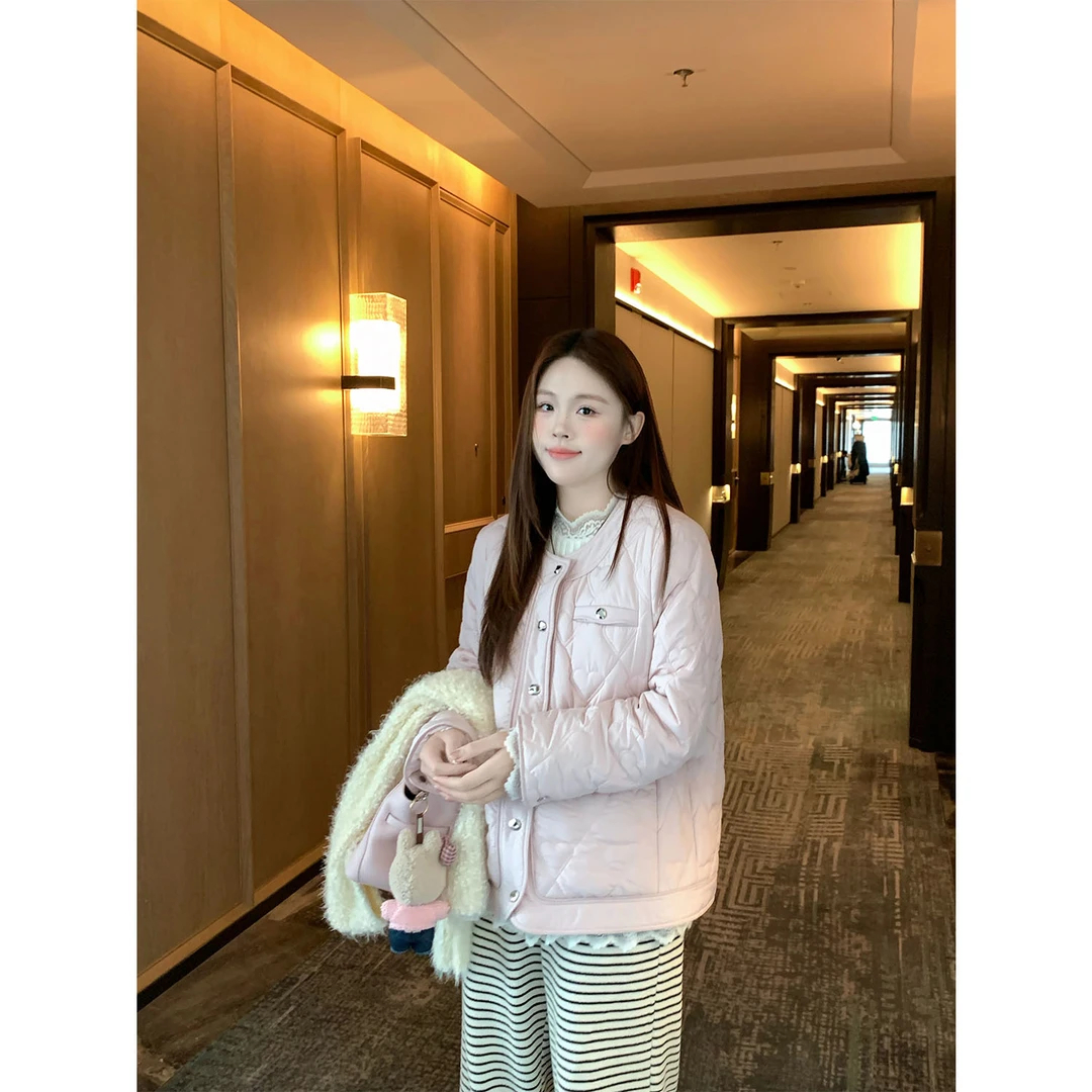 大婉酱千千微胖定制 韩版气质圆领保暖棉服秋冬减龄宽松上衣1278X