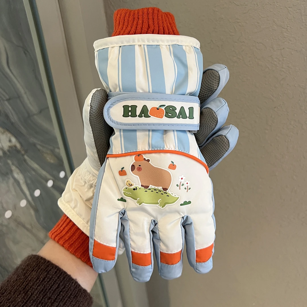 儿童滑雪手套冬季保暖加绒厚棉防寒男女孩防泼水户外学生玩雪防寒