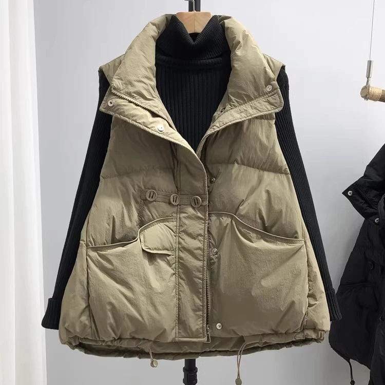 2025秋冬新款羽绒服马甲女短款时尚洋气韩版立领鸭绒背心马夹外套