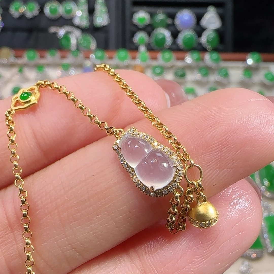 翡翠吊坠(不含链)18K金镶嵌