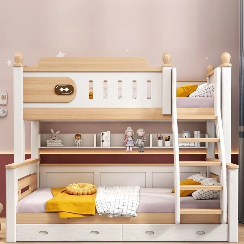 2025新款加粗实木上下床儿童双层床小户型子母床加厚鹅掌楸二层铺