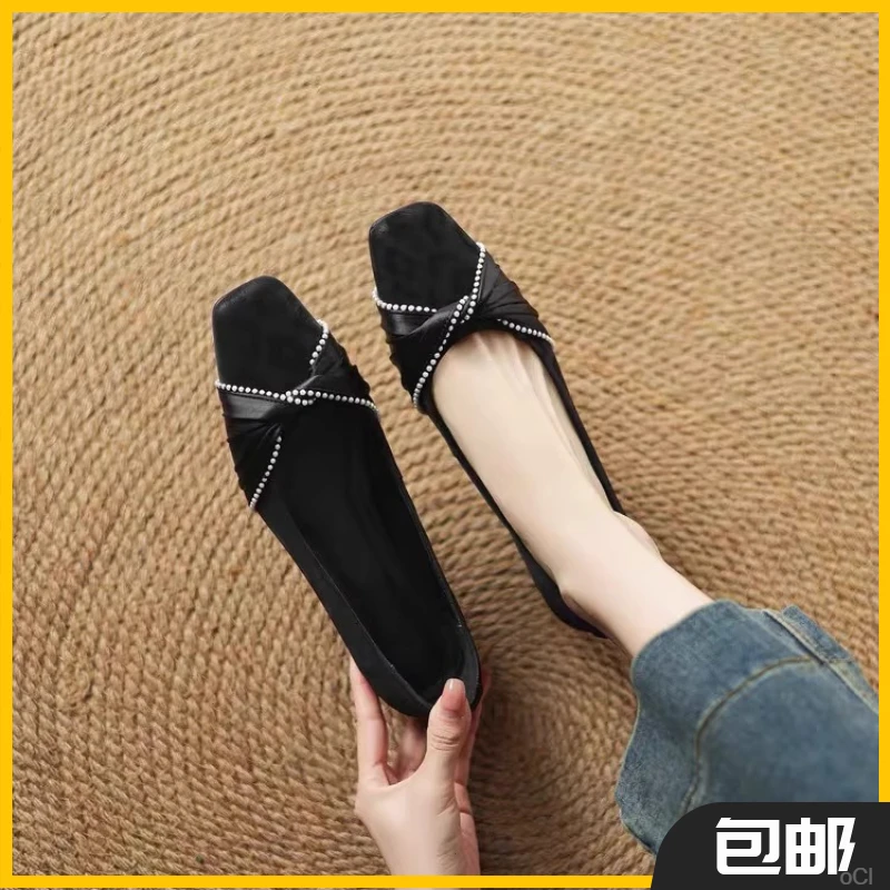 黑色高跟鞋女2025年春新款韩版法式细跟尖头单鞋软皮软底工作单鞋