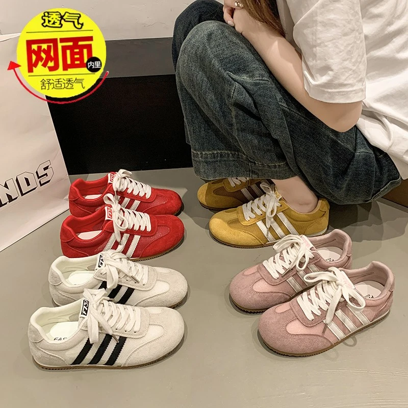 爆款透气网面德训鞋女款2025夏季新款百搭小白鞋休闲运动板鞋鞋子
