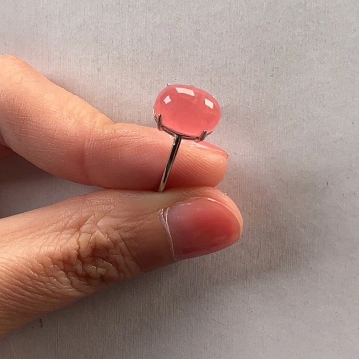 菱锰矿（红纹石）戒指银S925镶嵌?****?