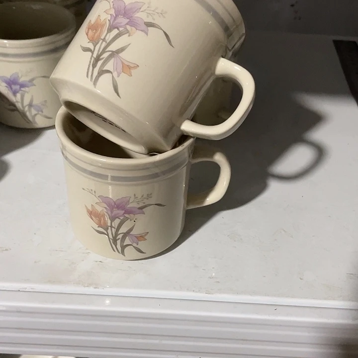 瓷片炻器瓷小水杯一对