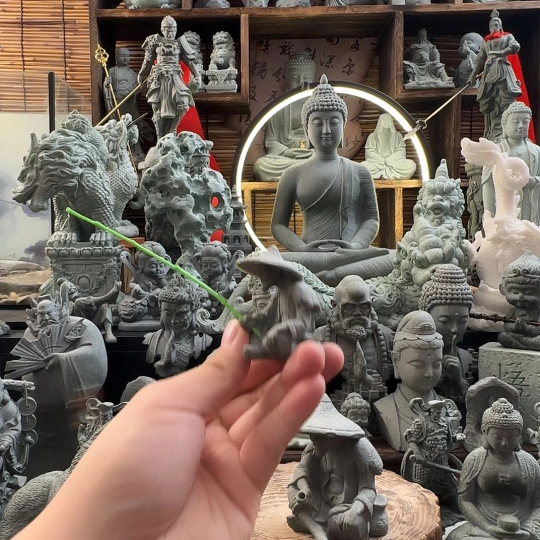 石材钓鱼老者 小号一个