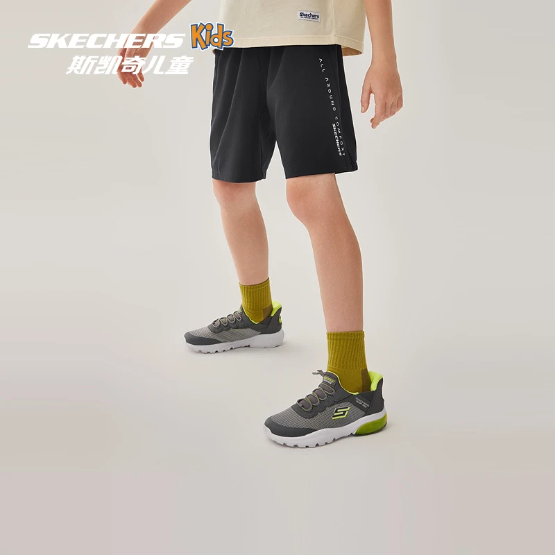 【斯凯奇】男女童夏季梭织儿童休闲户外运动短裤P225K075 DB