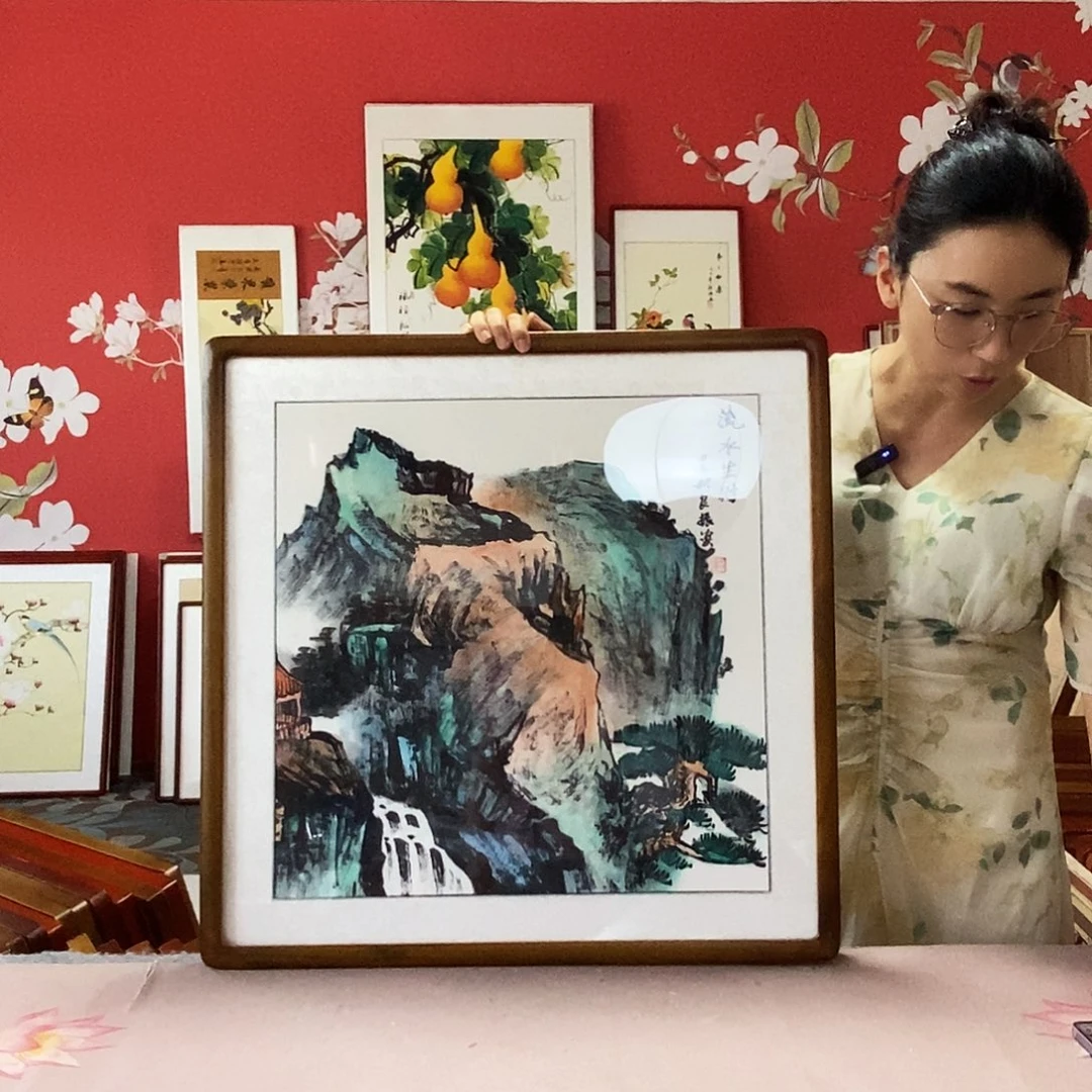 国画手写手绘带框包邮62✖️62国画作品