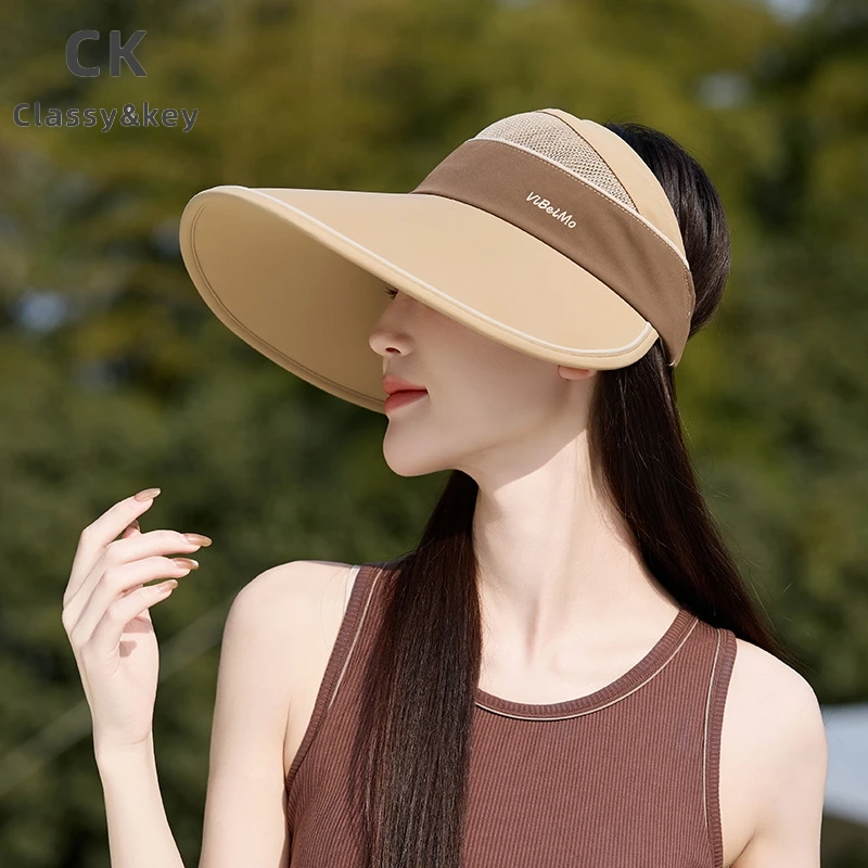 Classy key新加坡设计师联名款空顶遮阳帽子女夏季冰丝沙滩马尾帽