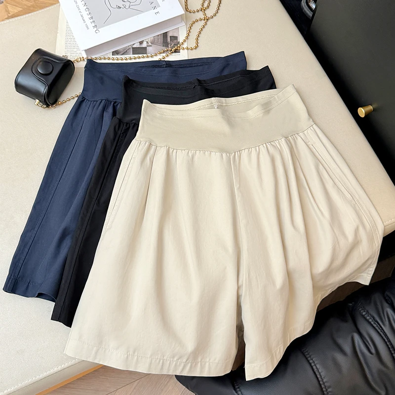 简约舒适创新无感腰围孕妇短裤夏季冰感舒适阔腿裤夏天显瘦五分裤