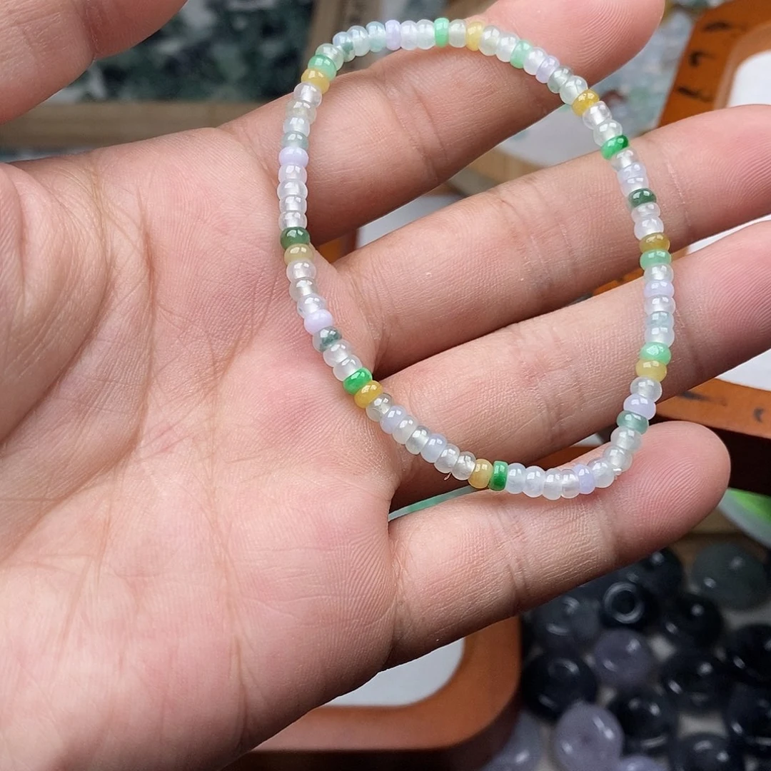 翡翠颈饰未镶嵌冰算盘手串