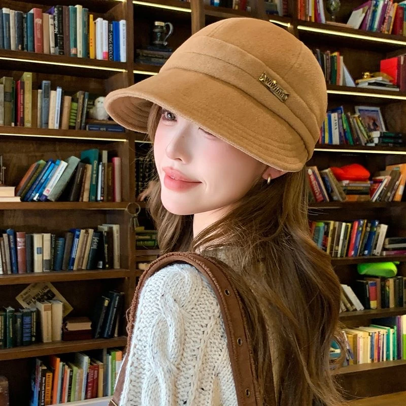 【升级挂口罩】2025新款秋冬鸭舌帽大帽檐百搭复古休闲大头围显脸小