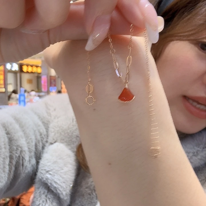 玛瑙/玉髓手链18K金镶嵌裙子