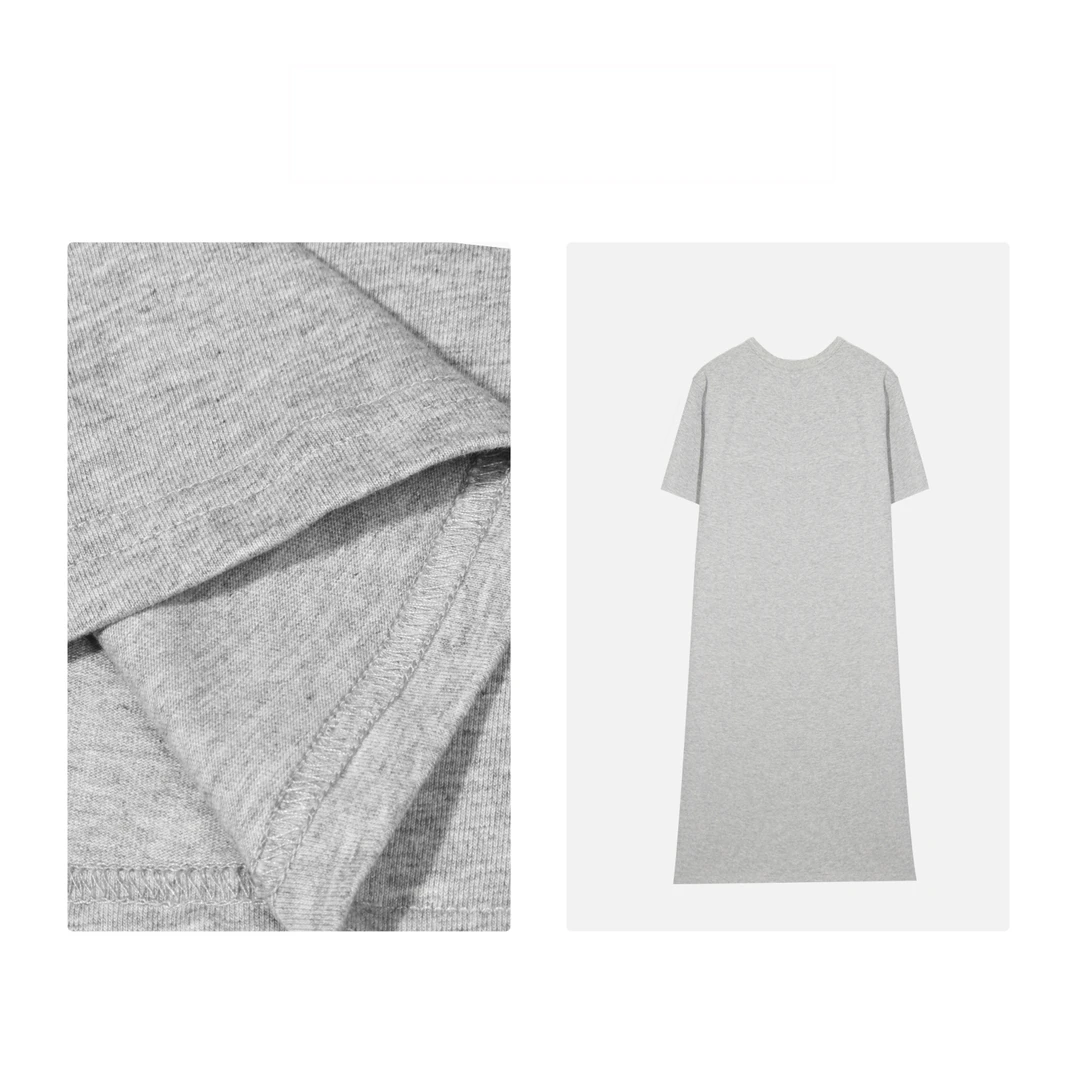 凯特丝蓓2121#正肩小圆领胸口烫钻logo针织短袖中长款连衣裙